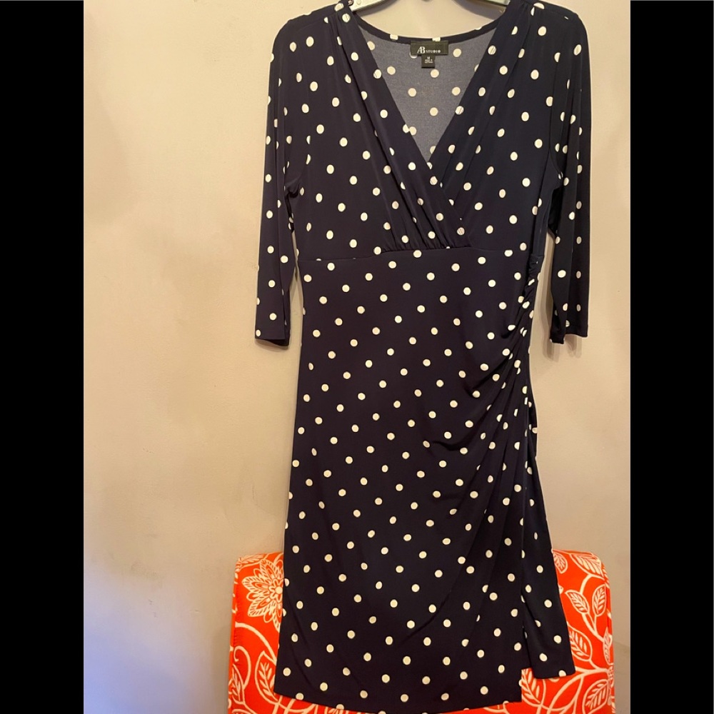 Classic blue and white polka dot dress